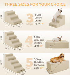 Made4Pets dog stairs 5-step side view, supports safe climbing