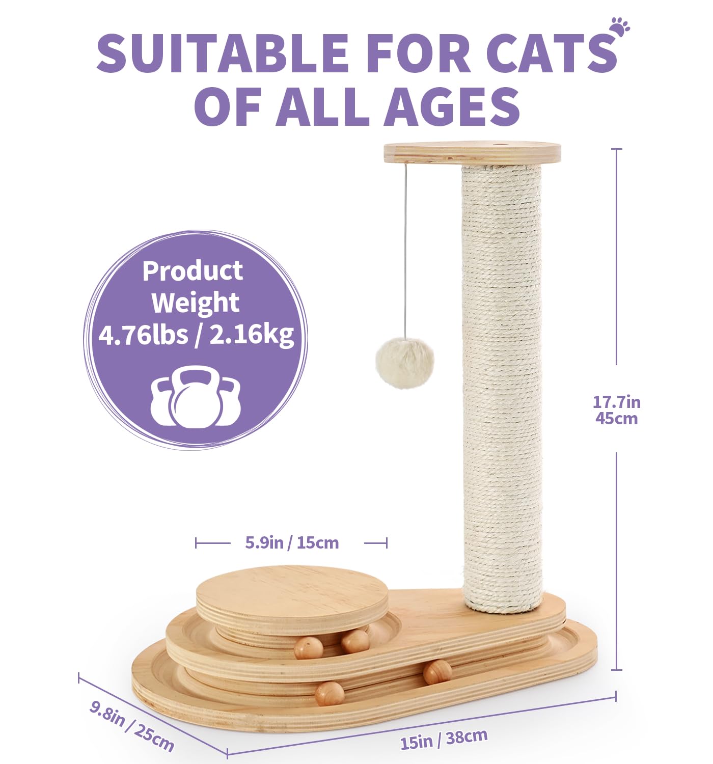 MADE 4 PETS kitten-friendly climbing and scratching with sisal pole