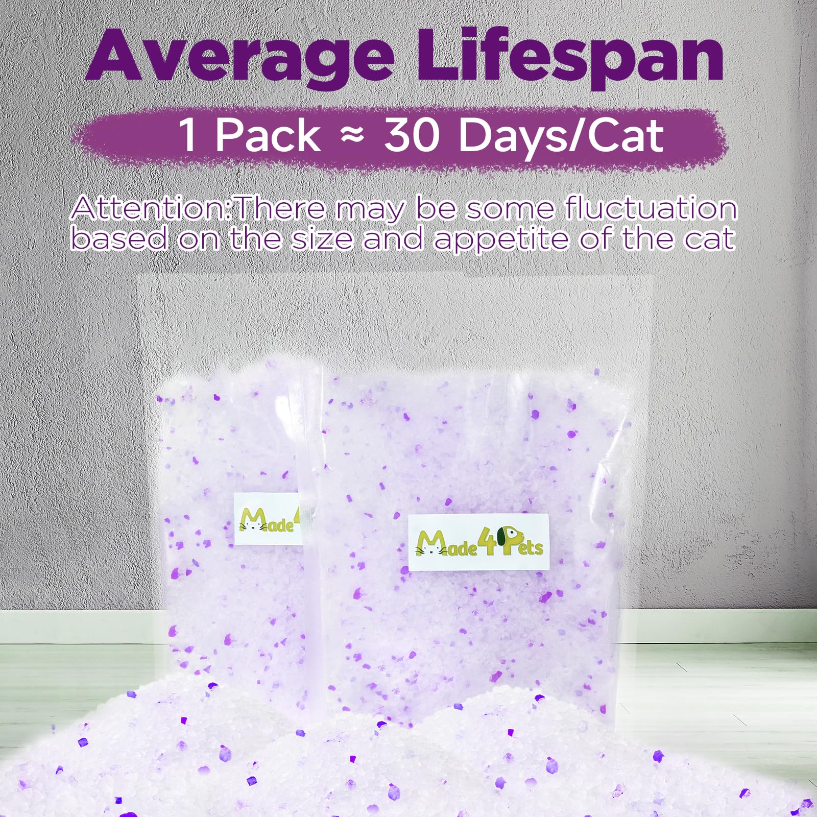 Made4Pets low-tracking formula minimizes litter on paws and floors.