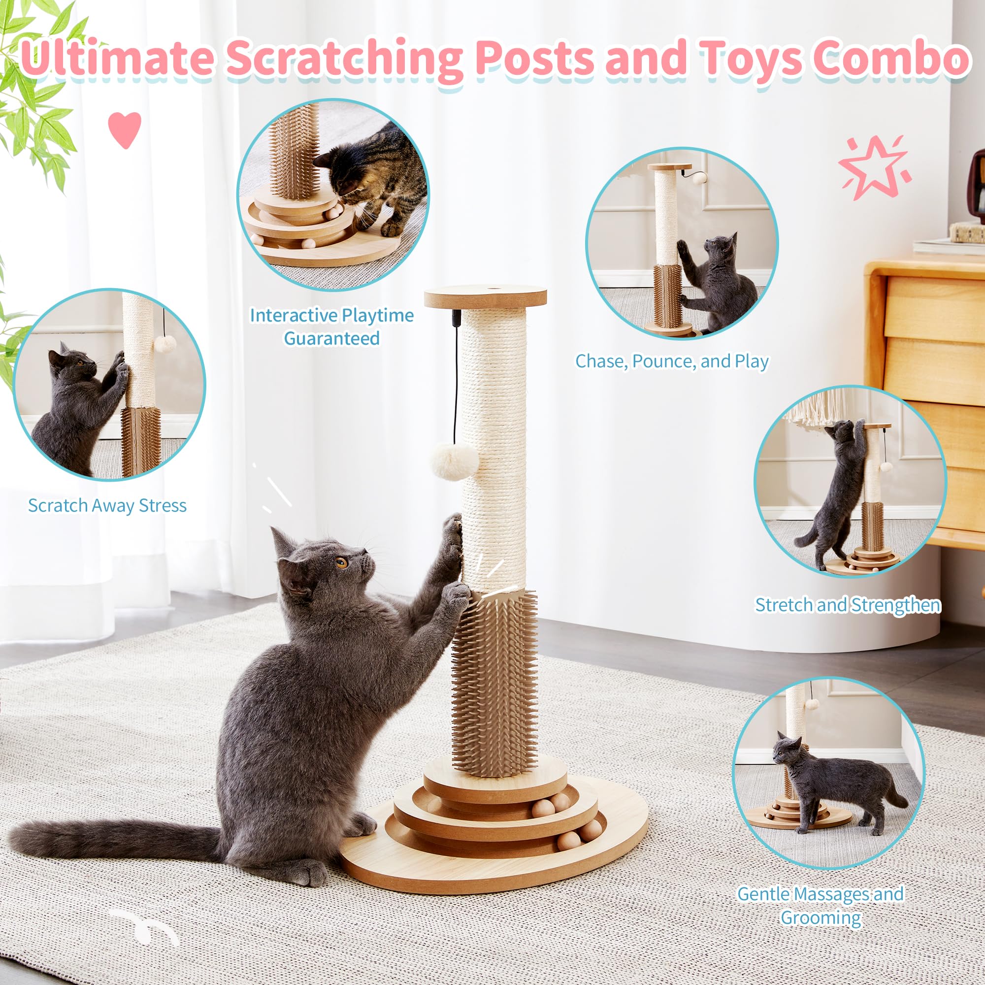 Made4Pets sisal post texture promotes healthy scratching while reducing furniture wear.