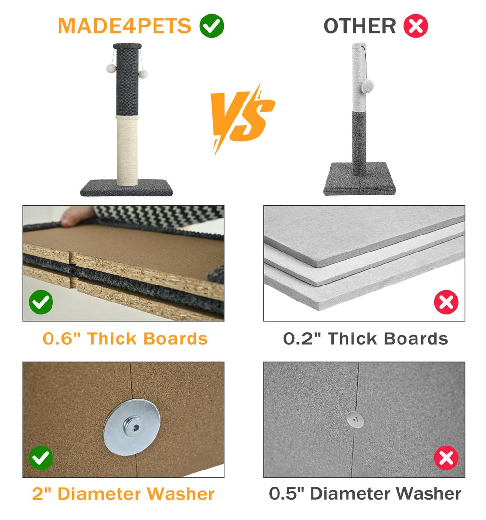 Soft carpet scratching surface offers comfortable grip and furniture protection.