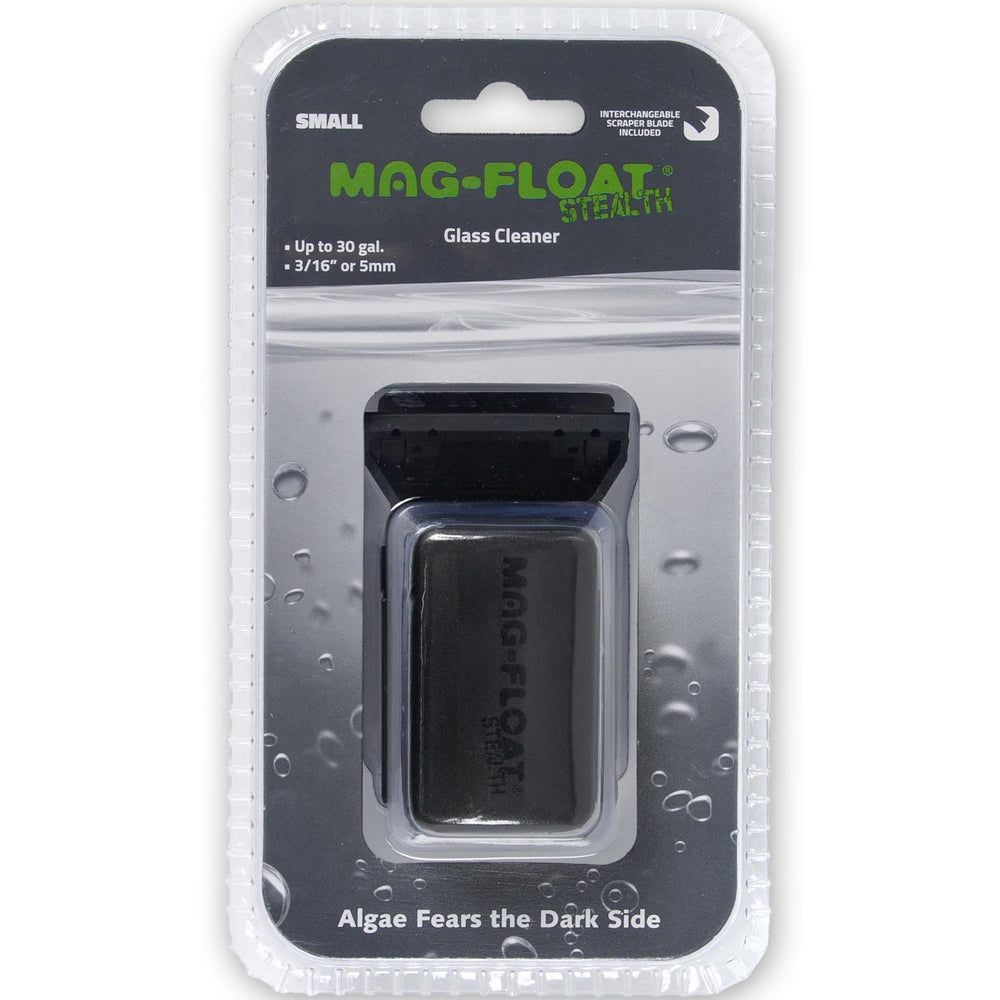 Mag-Float blade-equipped magnet cleans stubborn buildup on glass surfaces.
