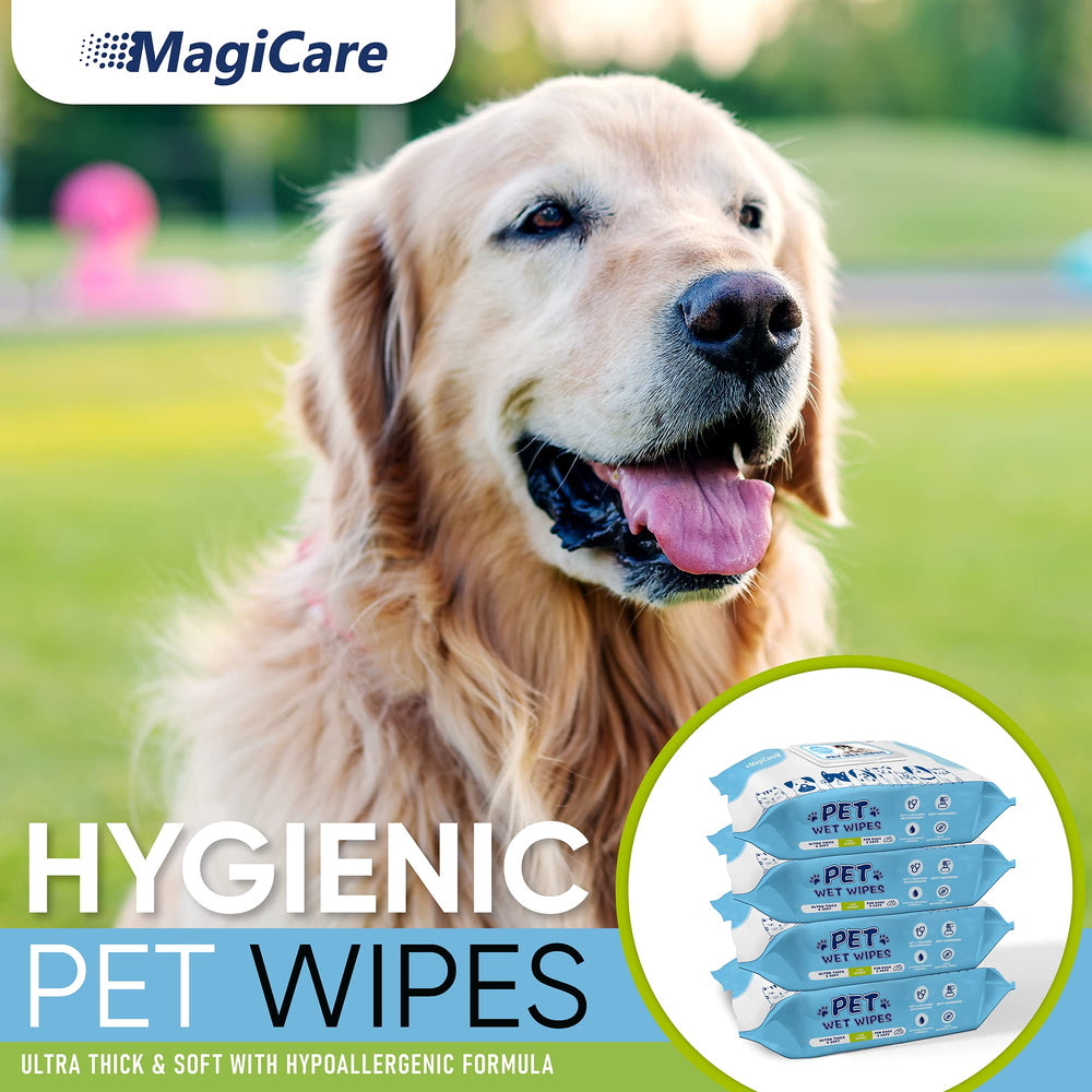 MAGICARE pet wipes texture close-up highlighting thick plush material for comfort.