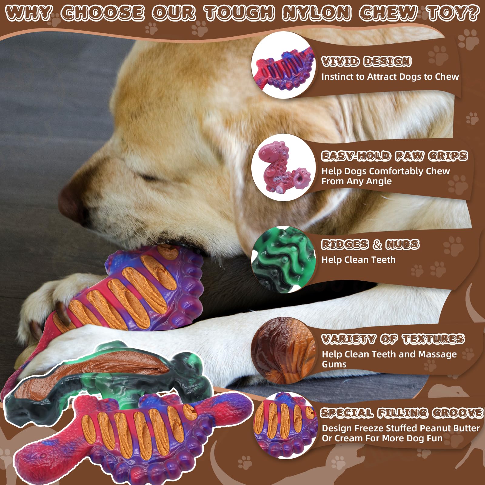 Magicorange dinosaur-shaped chew toy that mimics natural chewing instincts
