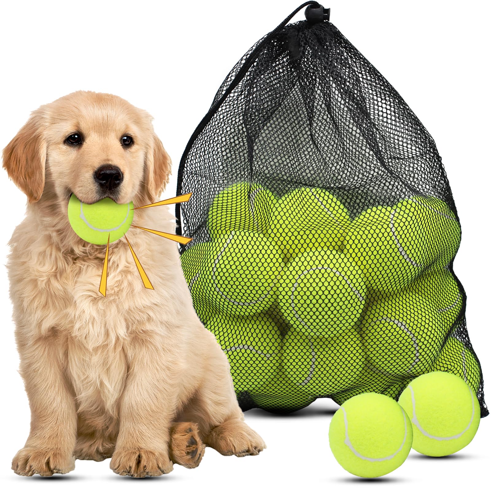 Magicorange dog tennis ball 2.5-inch floatable squeaker for engaging fetch play.