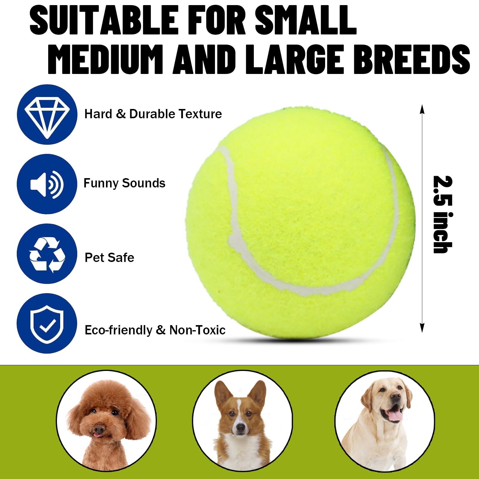 Magicorange 2.5-inch dog tennis ball for training and recall