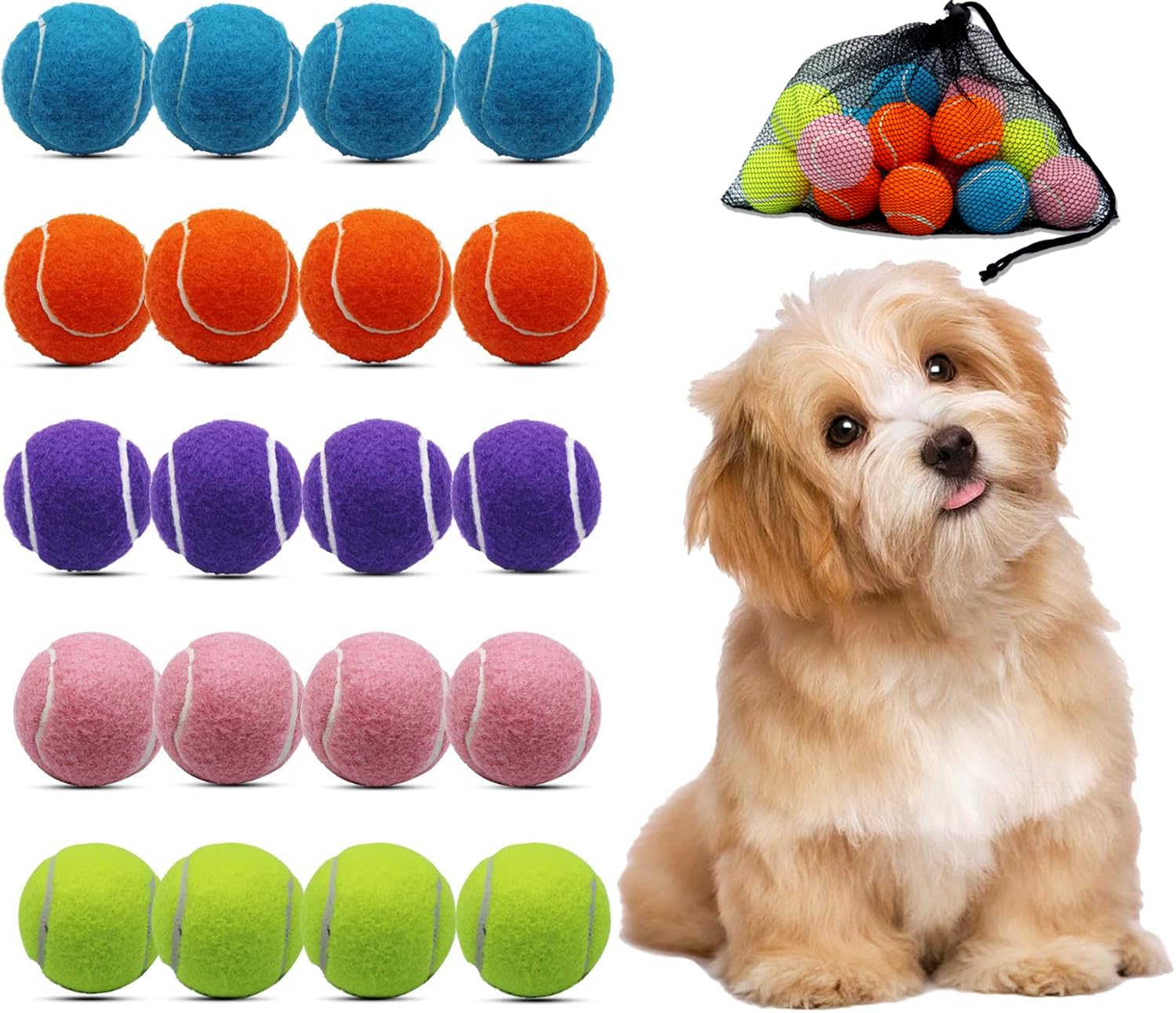 Magicorange small tennis balls 20-pack in bright colors for easy visibility during play.