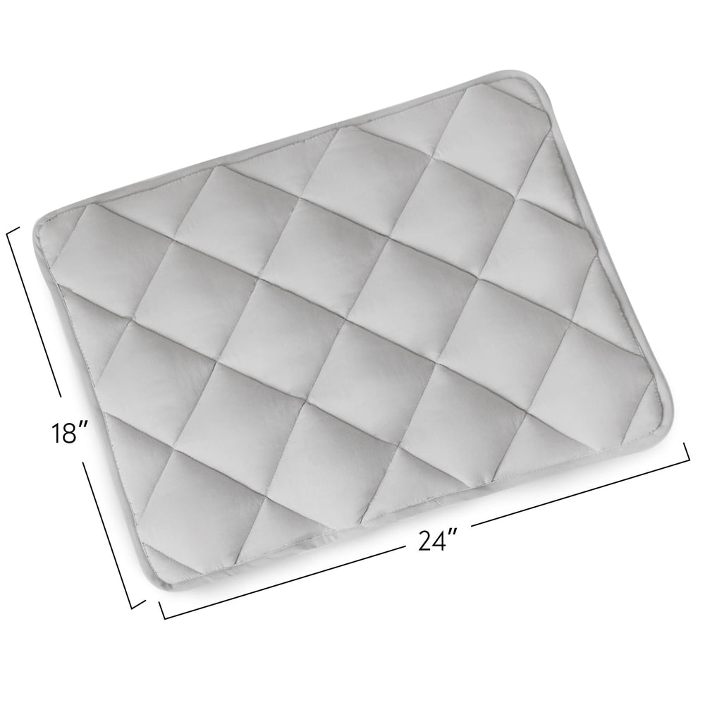 Magik and Kover dog bed pad measures 24 by 18 inches for crate compatibility.