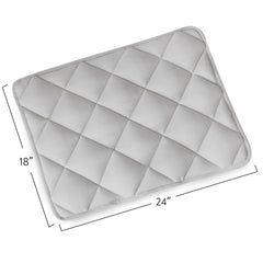 Magik and Kover dog bed pad measures 24 by 18 inches for crate compatibility.