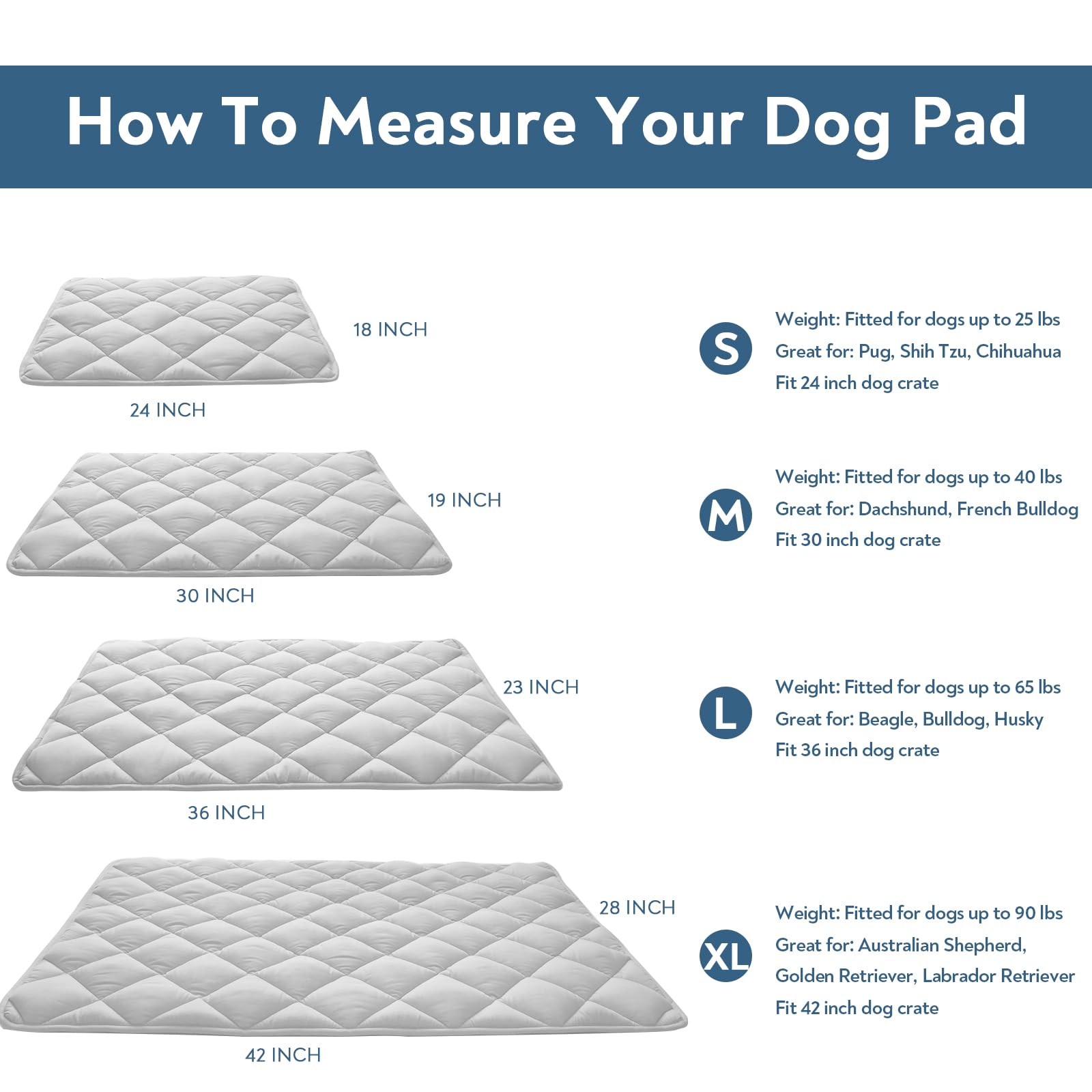 Magik & Kover grey crate pad fits standard kennels.