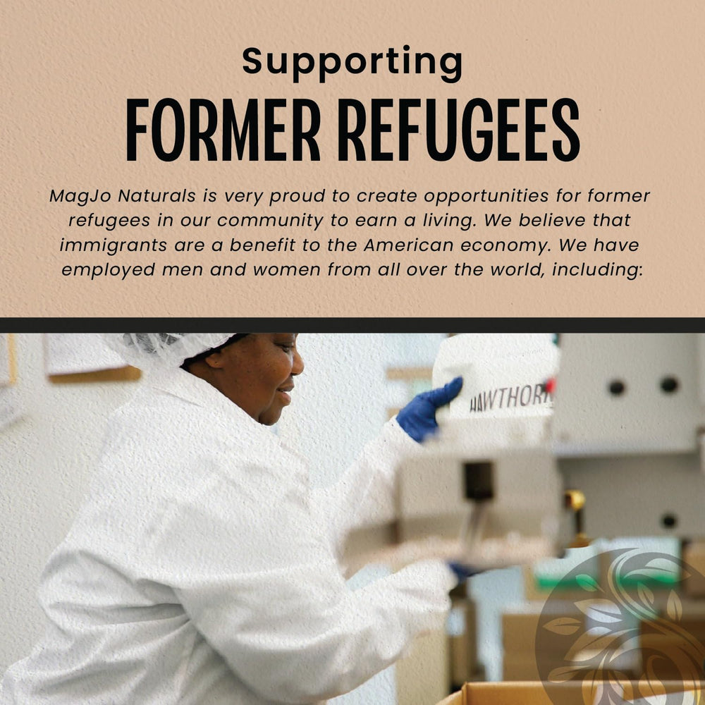 Support for former refugees through MagJo Naturals' ethical sourcing.