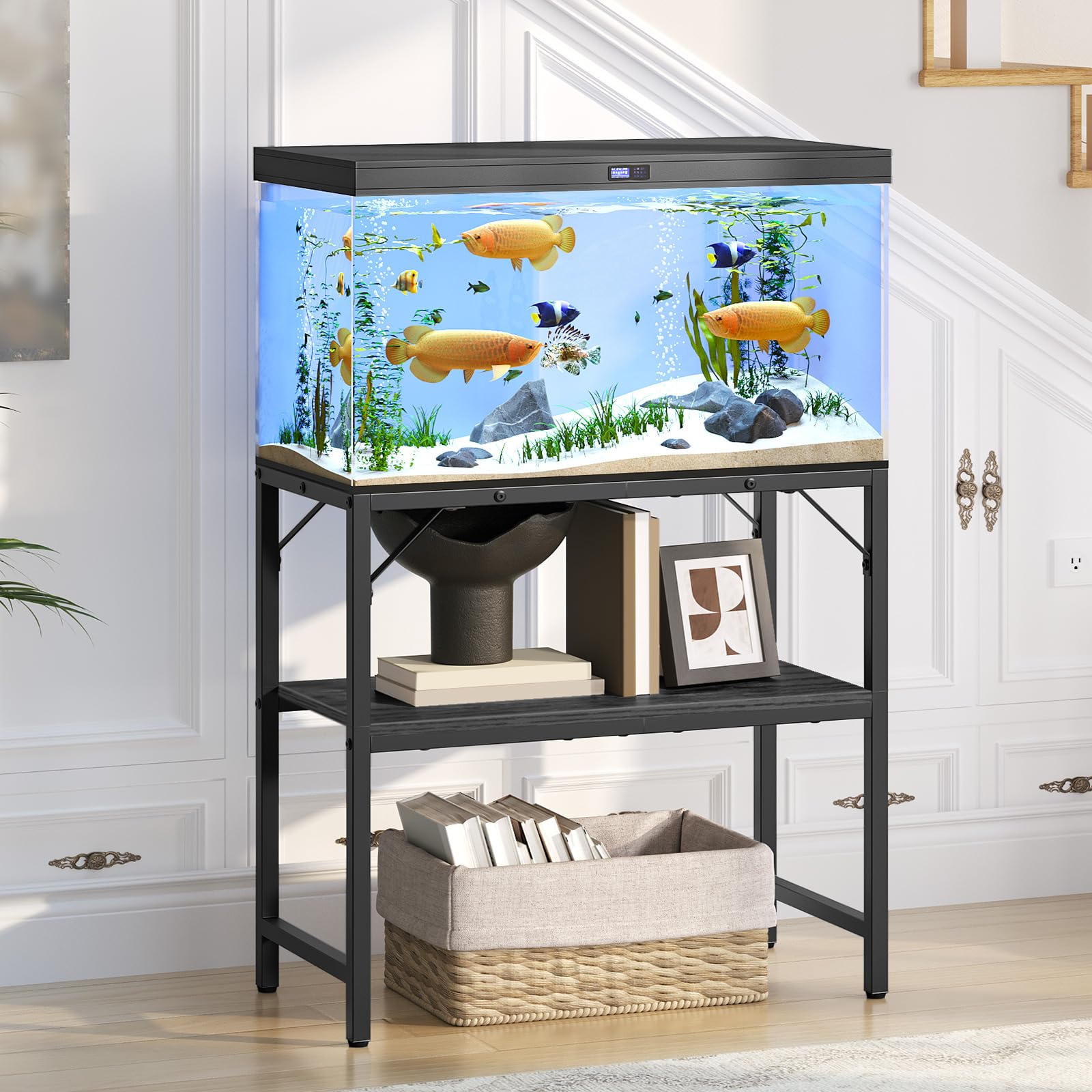 MAHANCRIS 30-gallon stand top view highlights durable frame and high weight capacity.