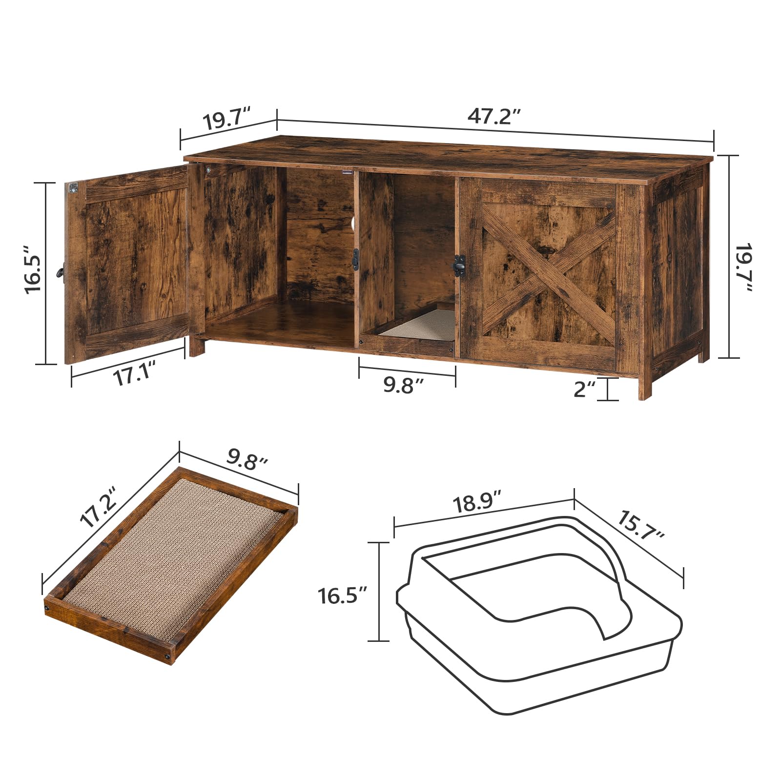 MAHANCRIS wooden cat washroom end table provides storage surface.