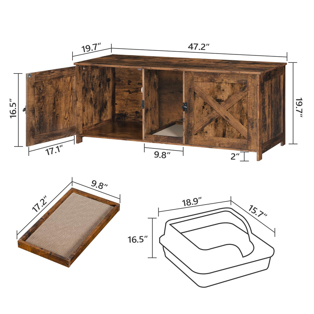 MAHANCRIS wooden cat washroom end table provides storage surface.