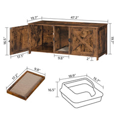 MAHANCRIS wooden cat washroom end table provides storage surface.