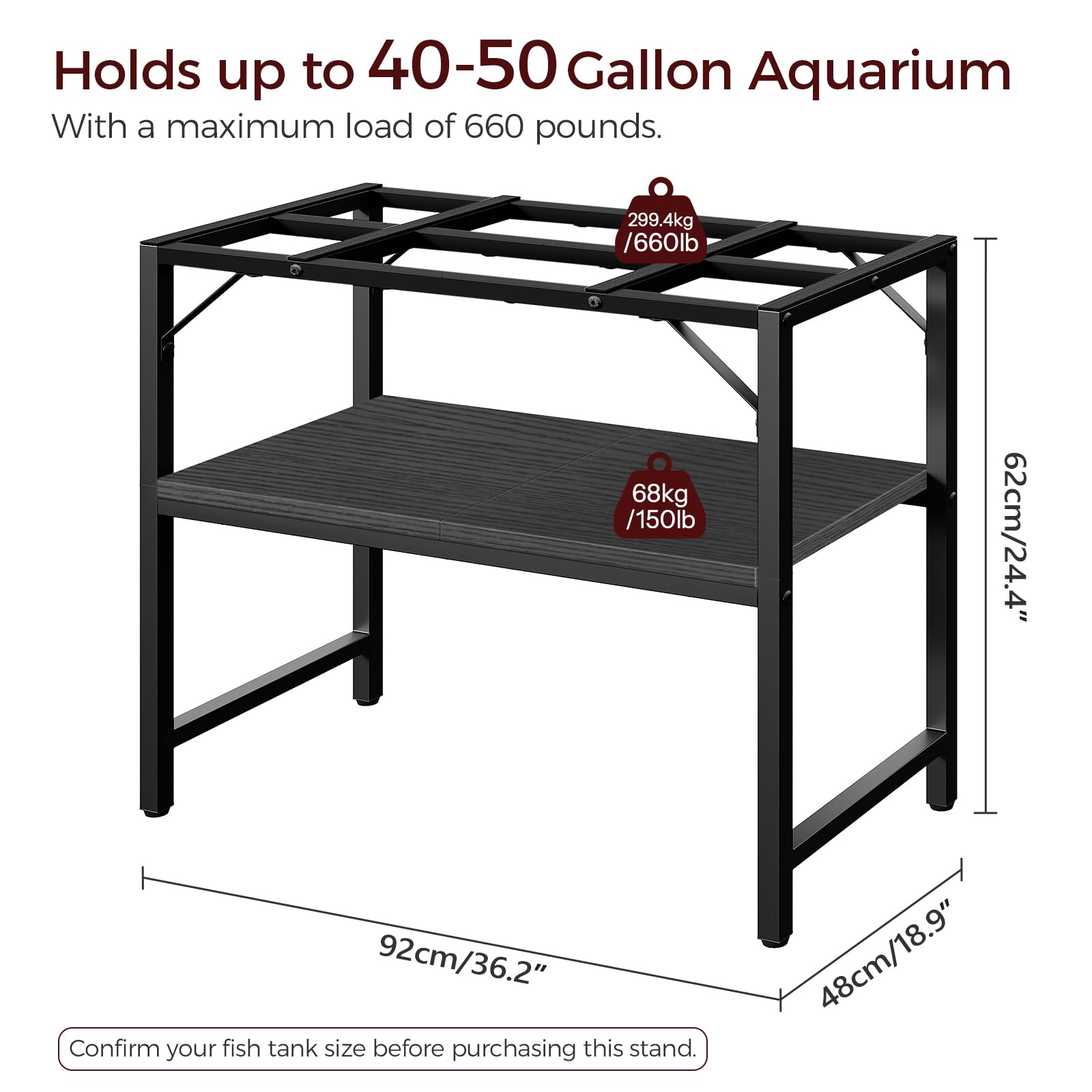 MAHANCRIS two-tier storage shelves optimize space for tanks, tools, and accessories.