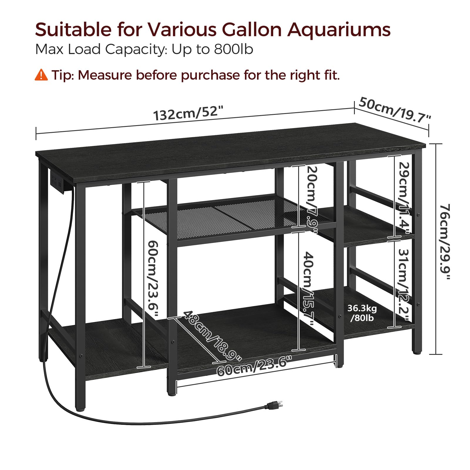 MAHANCRIS 3 tier metal frame supports multiple tanks and accessories.
