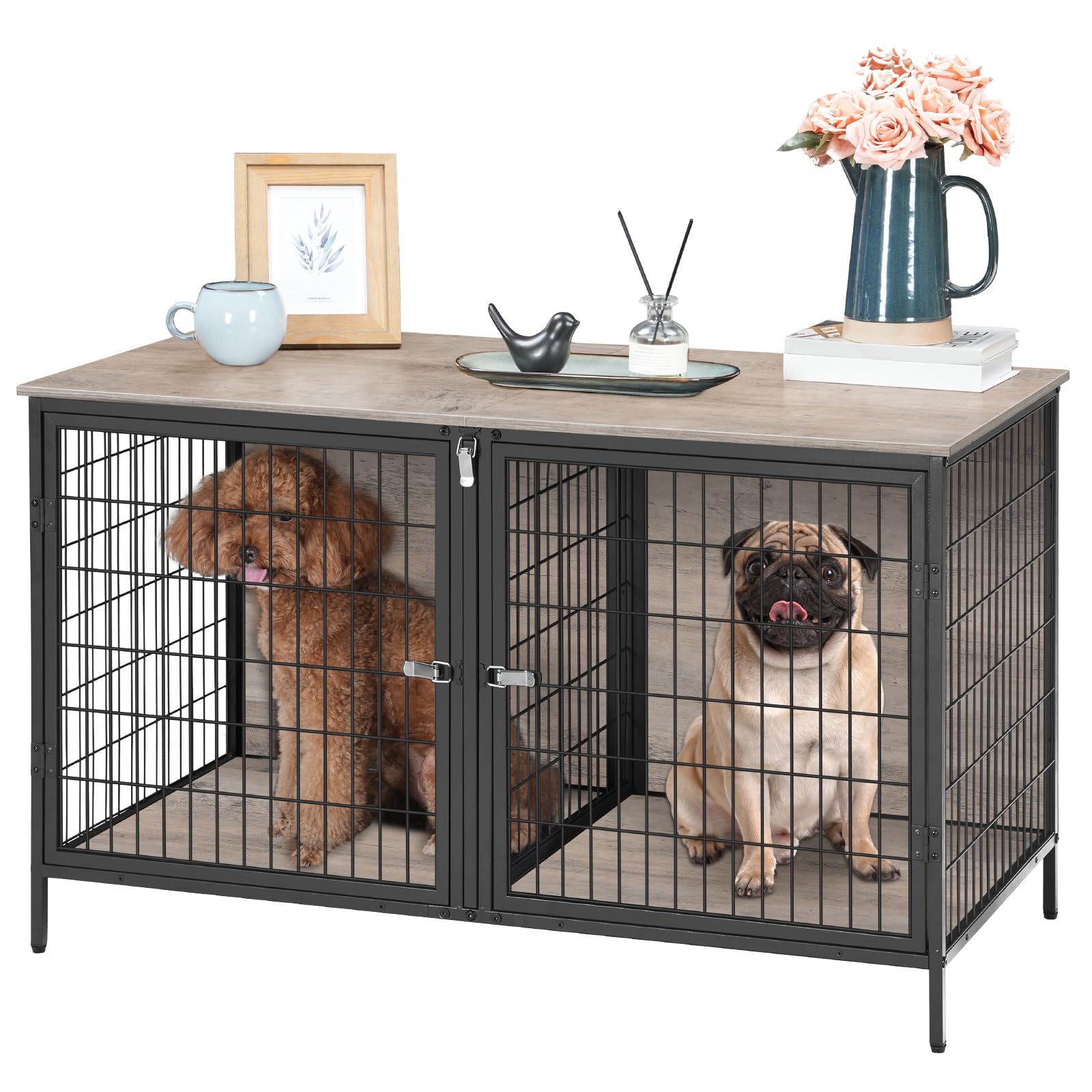 MAHANCRIS 43.3-inch dog crate dimensions ideal for medium dogs.