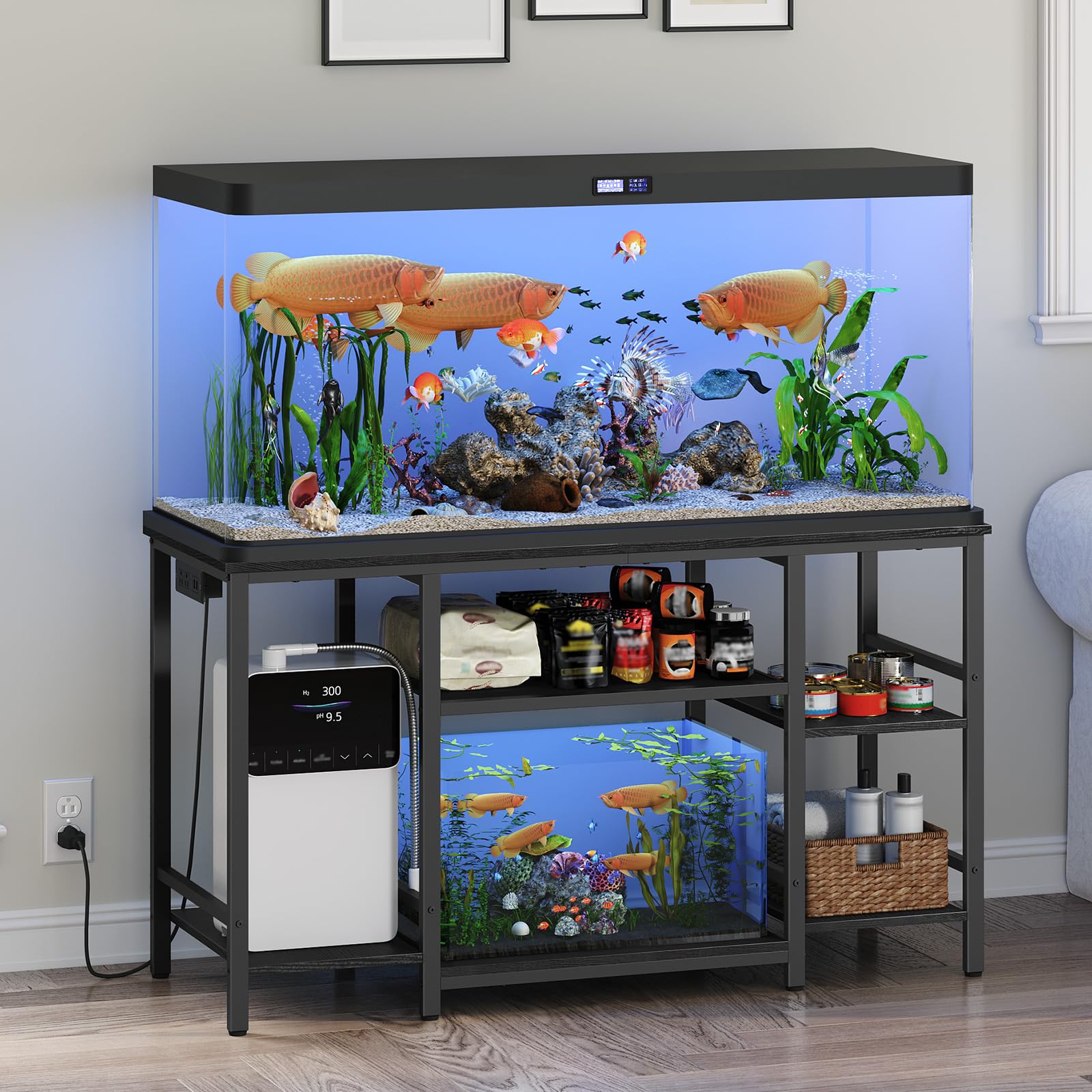 MAHANCRIS 55 75 gallon stand top view shows spacious surface for large tanks and equipment.