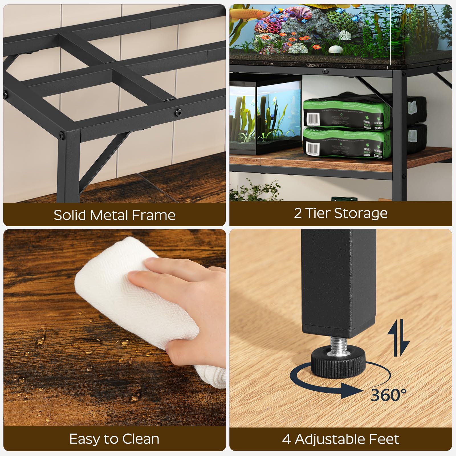 MAHANCRIS bottom shelf provides space for accessories.