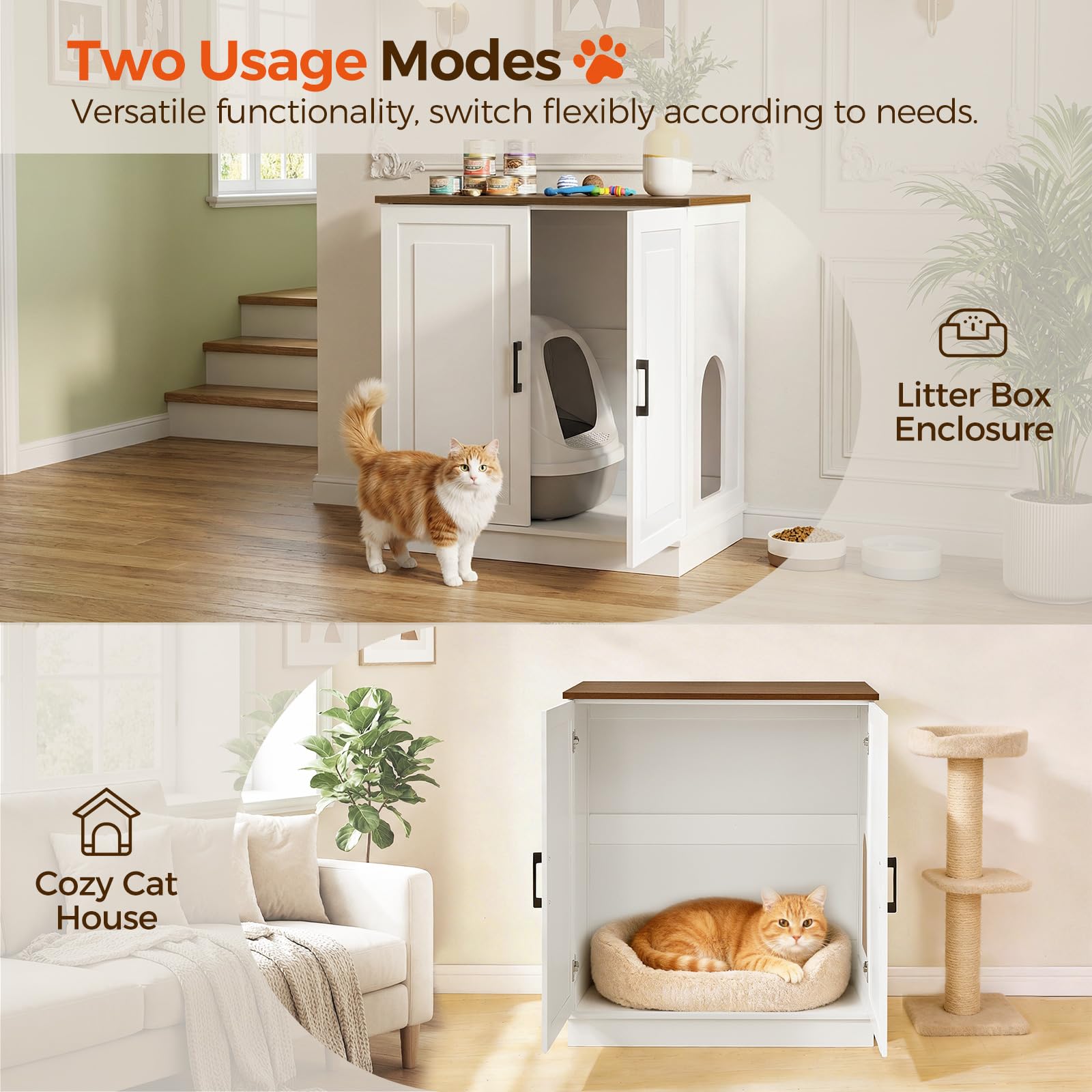 MAHANCRIS side-entry enclosure contains litter and odors while cat enters