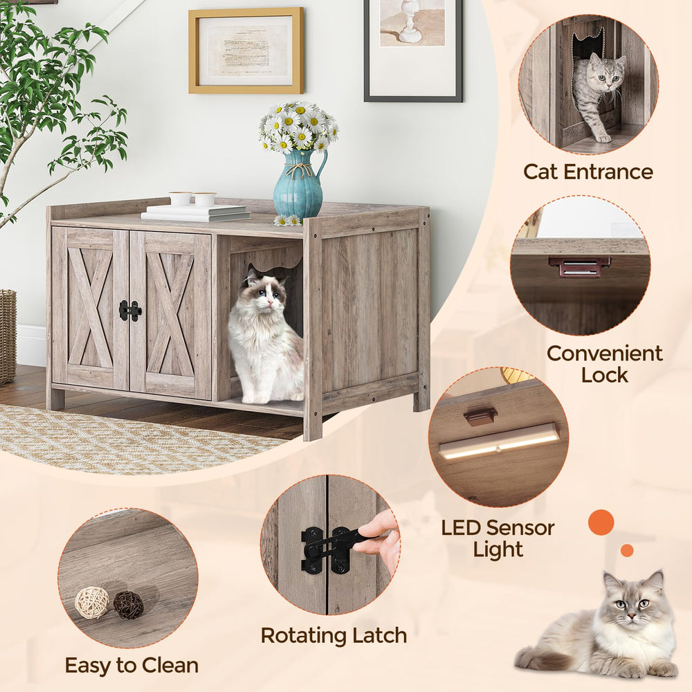 MAHANCRIS cat litter box enclosure easy-to-assemble packaging and clear instructions