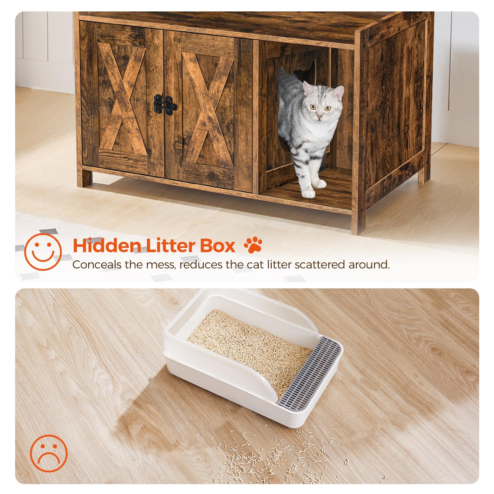 MAHANCRIS cat litter box enclosure divider inside creates separate space.