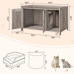 MAHANCRIS cat litter box enclosure double doors for easy cleaning access