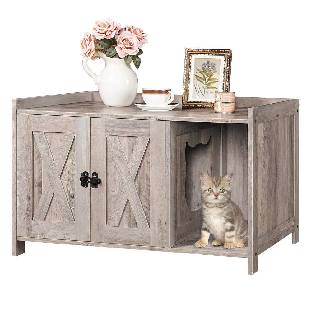 MAHANCRIS cat litter box enclosure front view showing private space and discreet design
