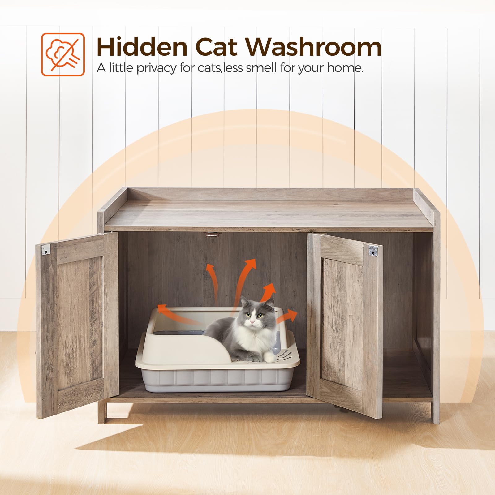 MAHANCRIS cat litter box enclosure top surface used as end table