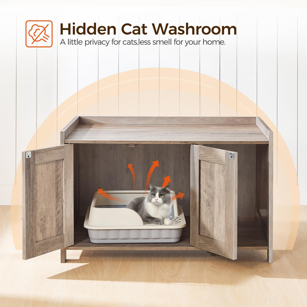 MAHANCRIS cat litter box enclosure top surface used as end table