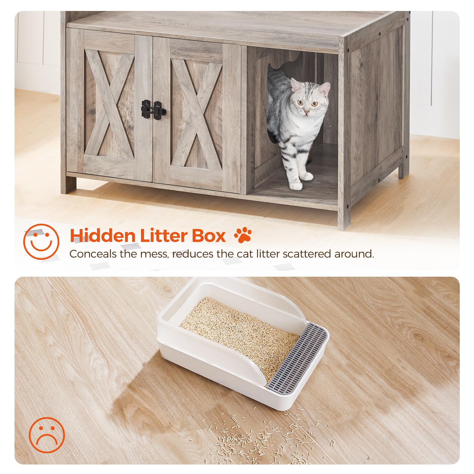 MAHANCRIS cat litter box enclosure wooden material blends with home decor