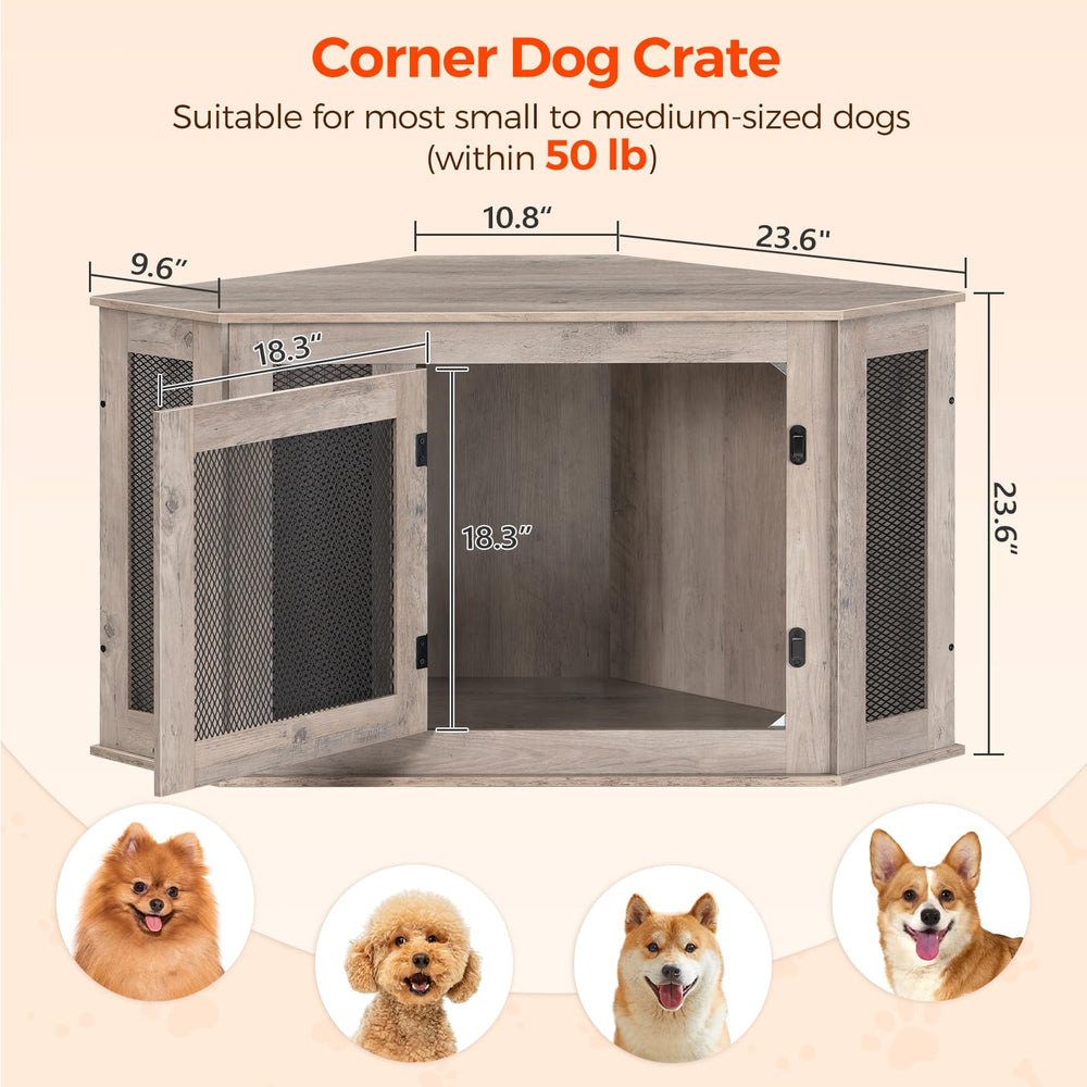 MAHANCRIS Corner Dog Crate used as a coffee table for stylish storage.
