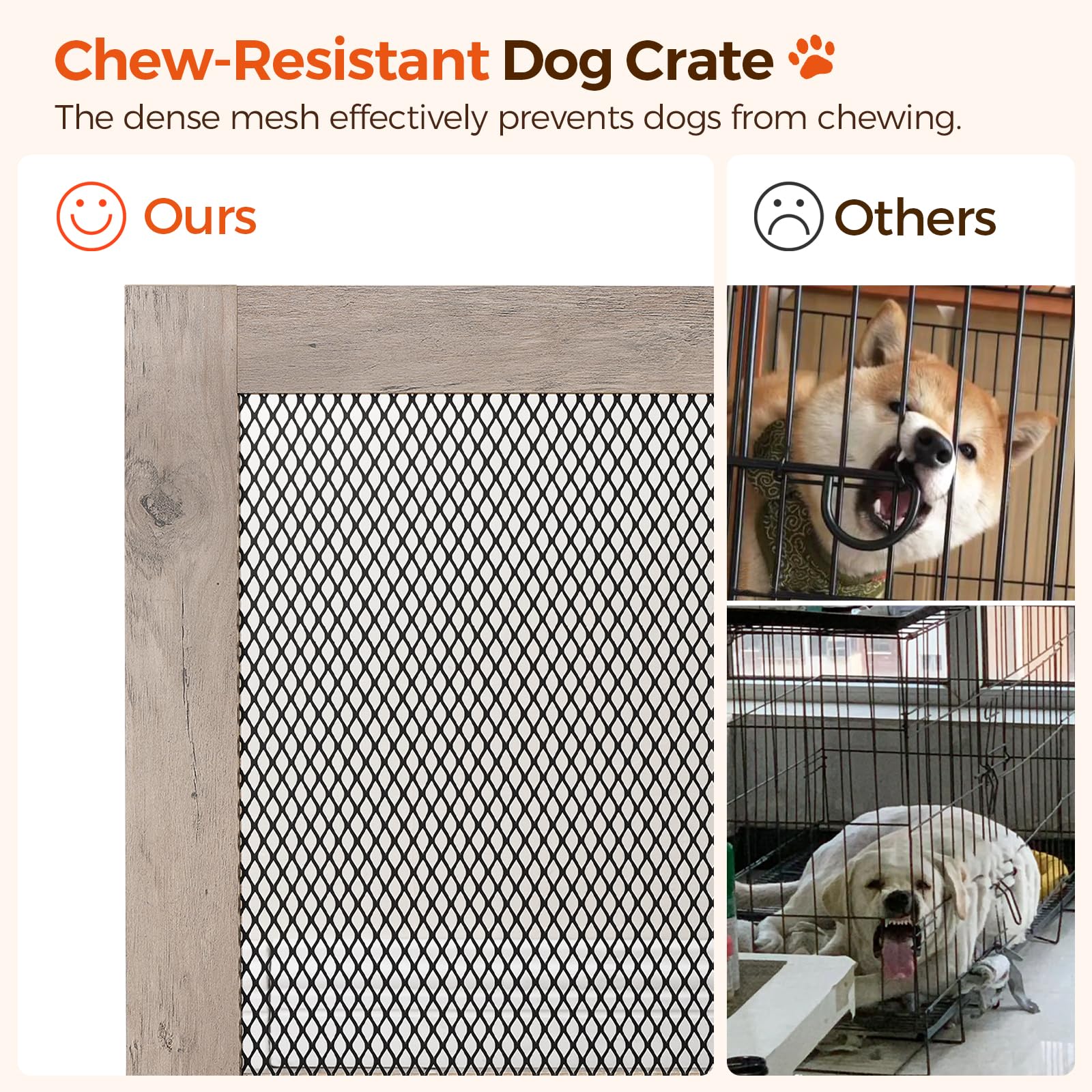 MAHANCRIS Corner Dog Crate provides ample ventilation through metal mesh.
