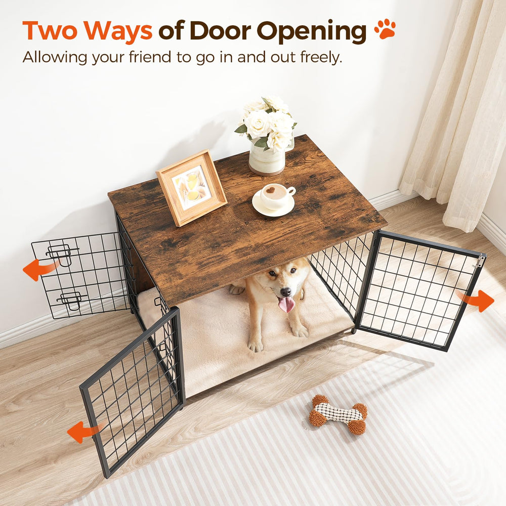MAHANCRIS dog crate double doors provide convenient access for pets.