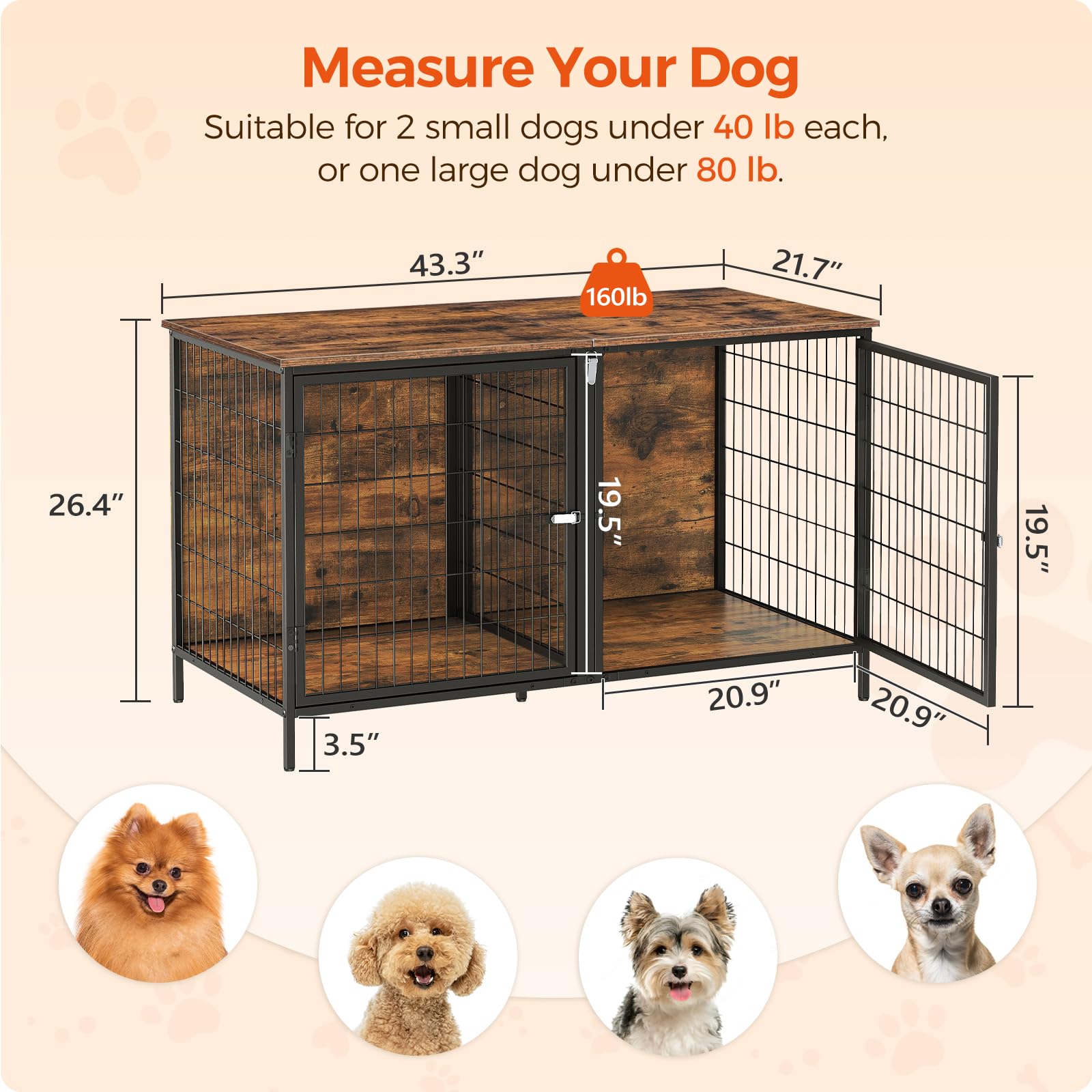 MAHANCRIS dog crate furniture assembly view highlights quick, tool-free setup.