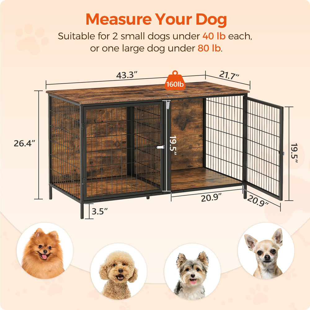 MAHANCRIS dog crate furniture assembly view highlights quick, tool-free setup.