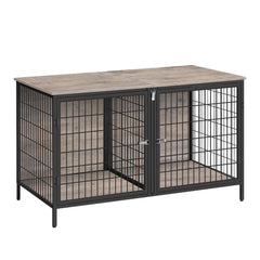 MAHANCRIS dog crate furniture assembly demonstrates a sturdy two-dog setup.