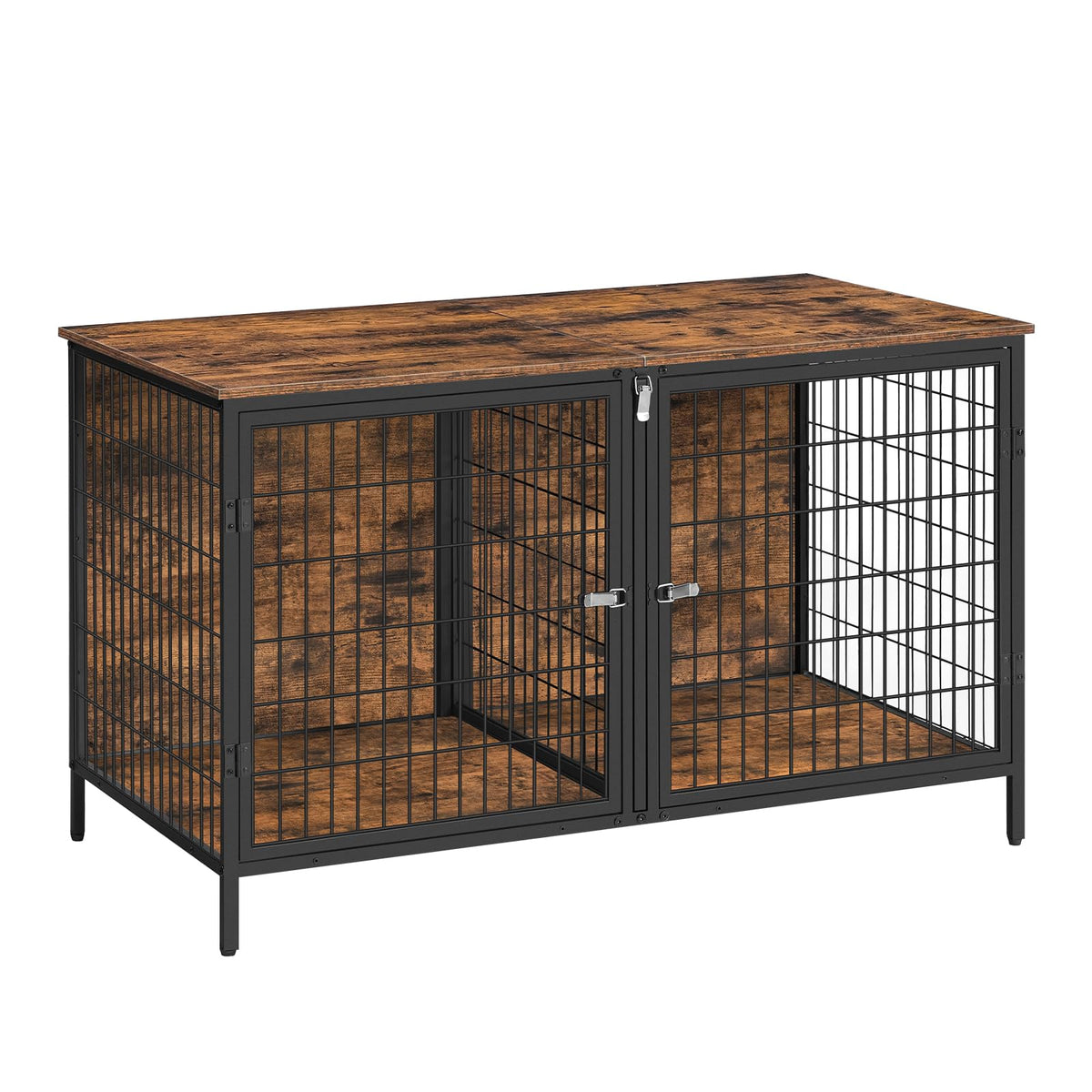 MAHANCRIS dog crate furniture in closed-front view providing sturdy two-dog housing.