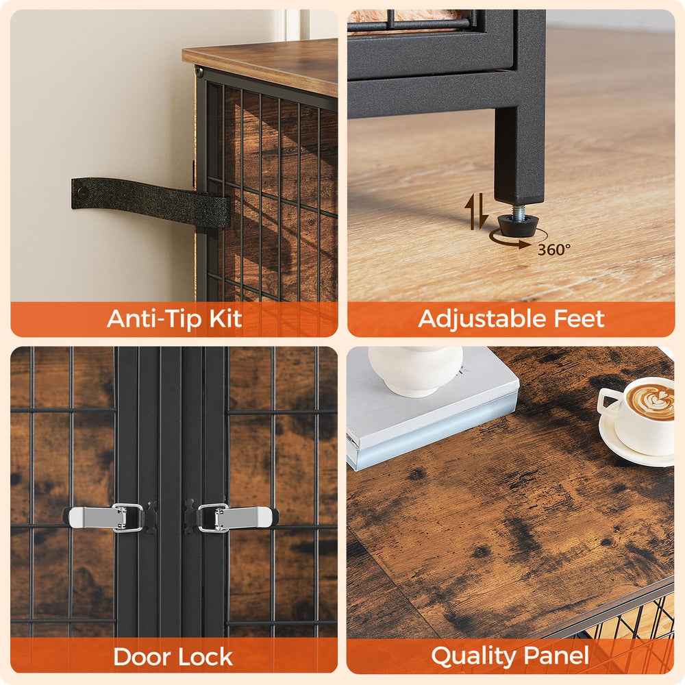 MAHANCRIS dog crate furniture durable construction with sturdy panels and metal frame.