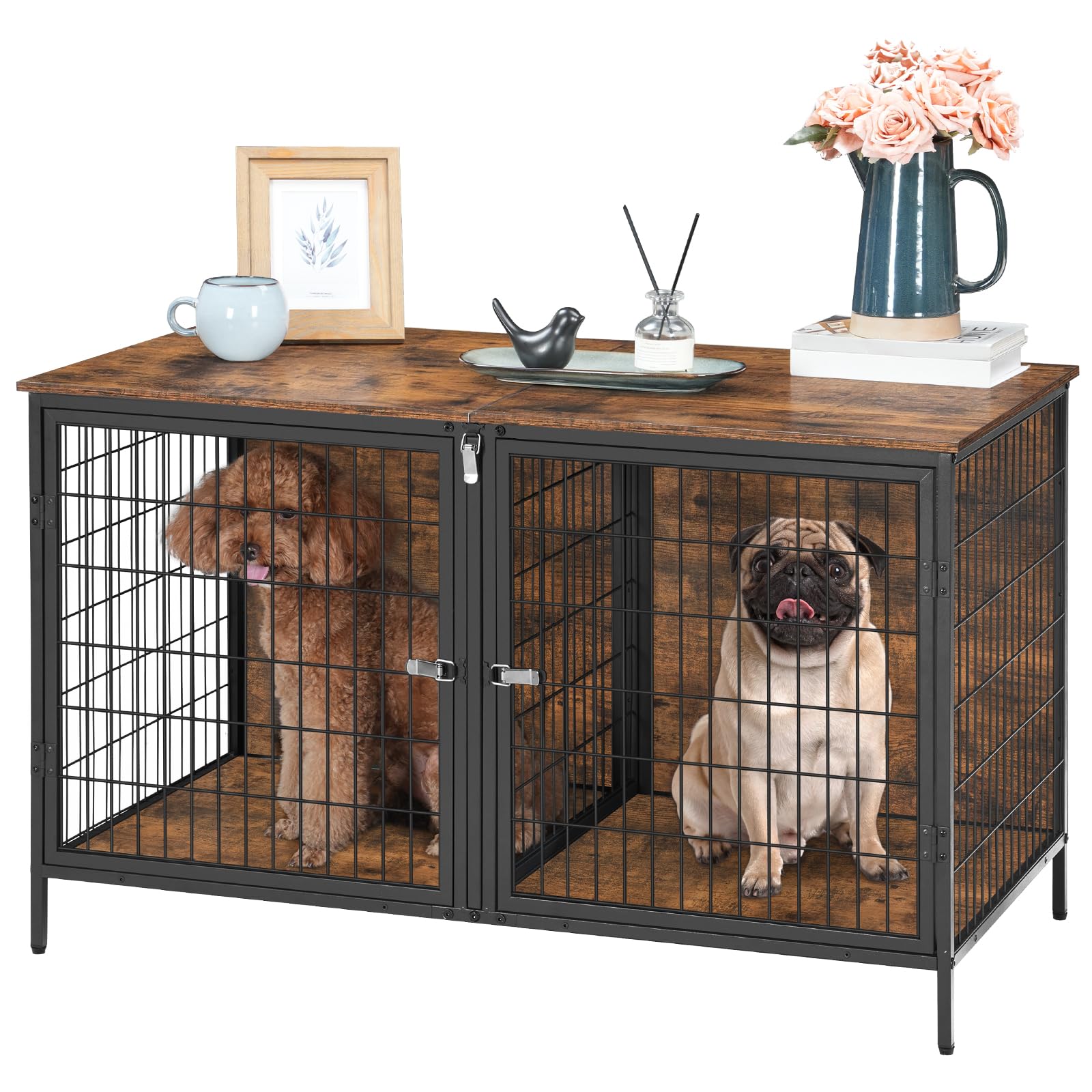 MAHANCRIS dog crate furniture supports strong top and shelf loads for stability.