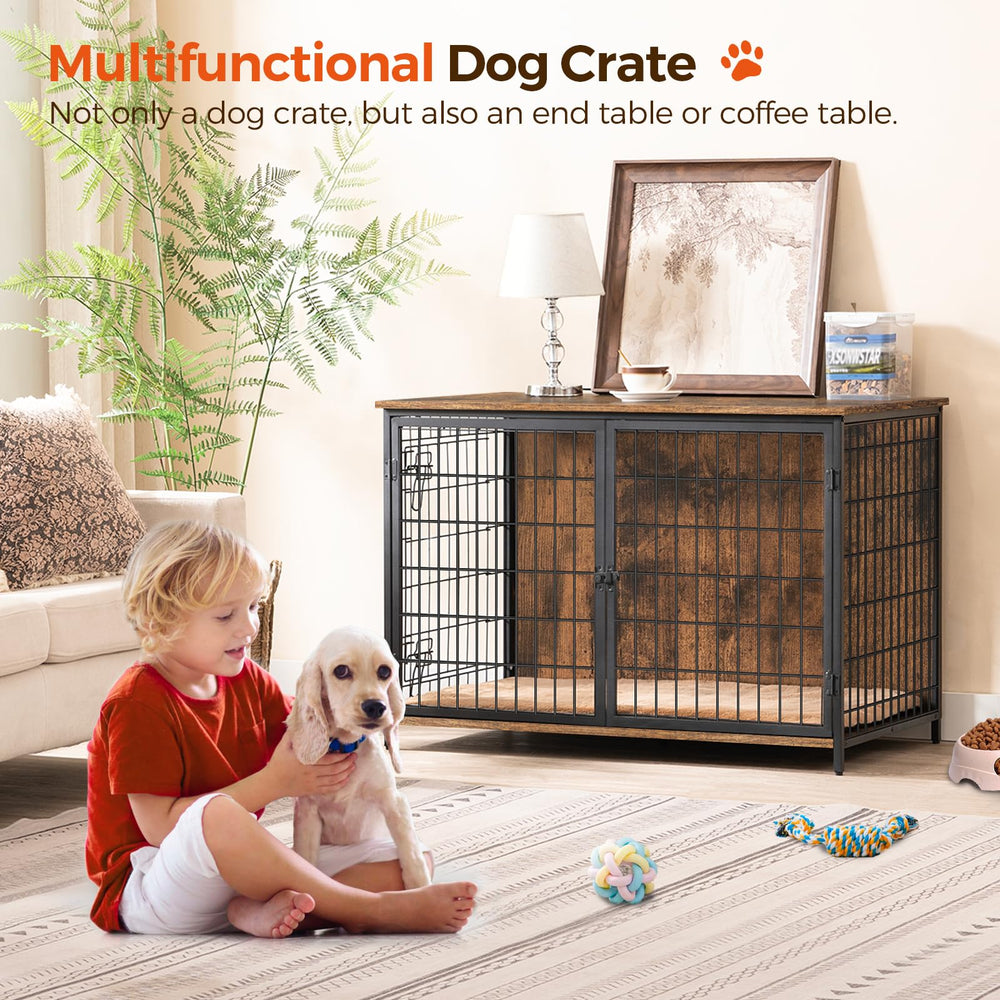 MAHANCRIS double-doors kennel opens for easy access and interaction with your dog.