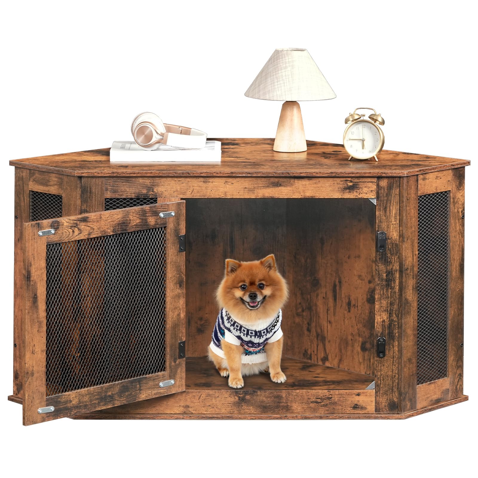 MAHANCRIS easy-assemble kennel offers a sturdy, stylish pet nook.
