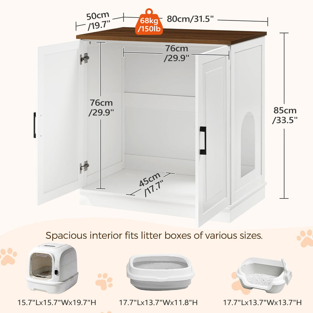 MAHANCRIS farmhouse style cat house in white and walnut complements home interiors