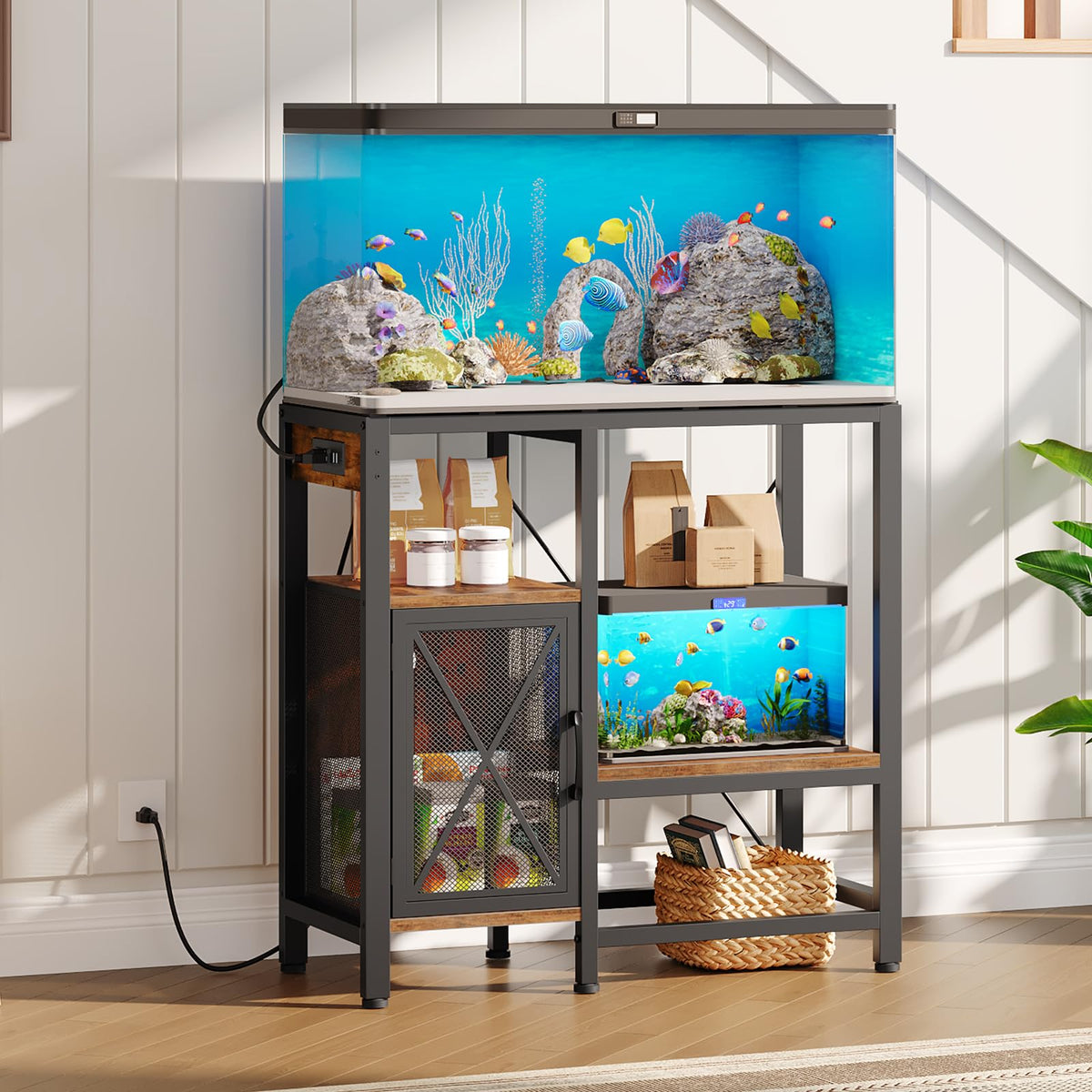 MAHANCRIS fish-tank-stand front view shows sturdy support for 20-37 gallon tanks.
