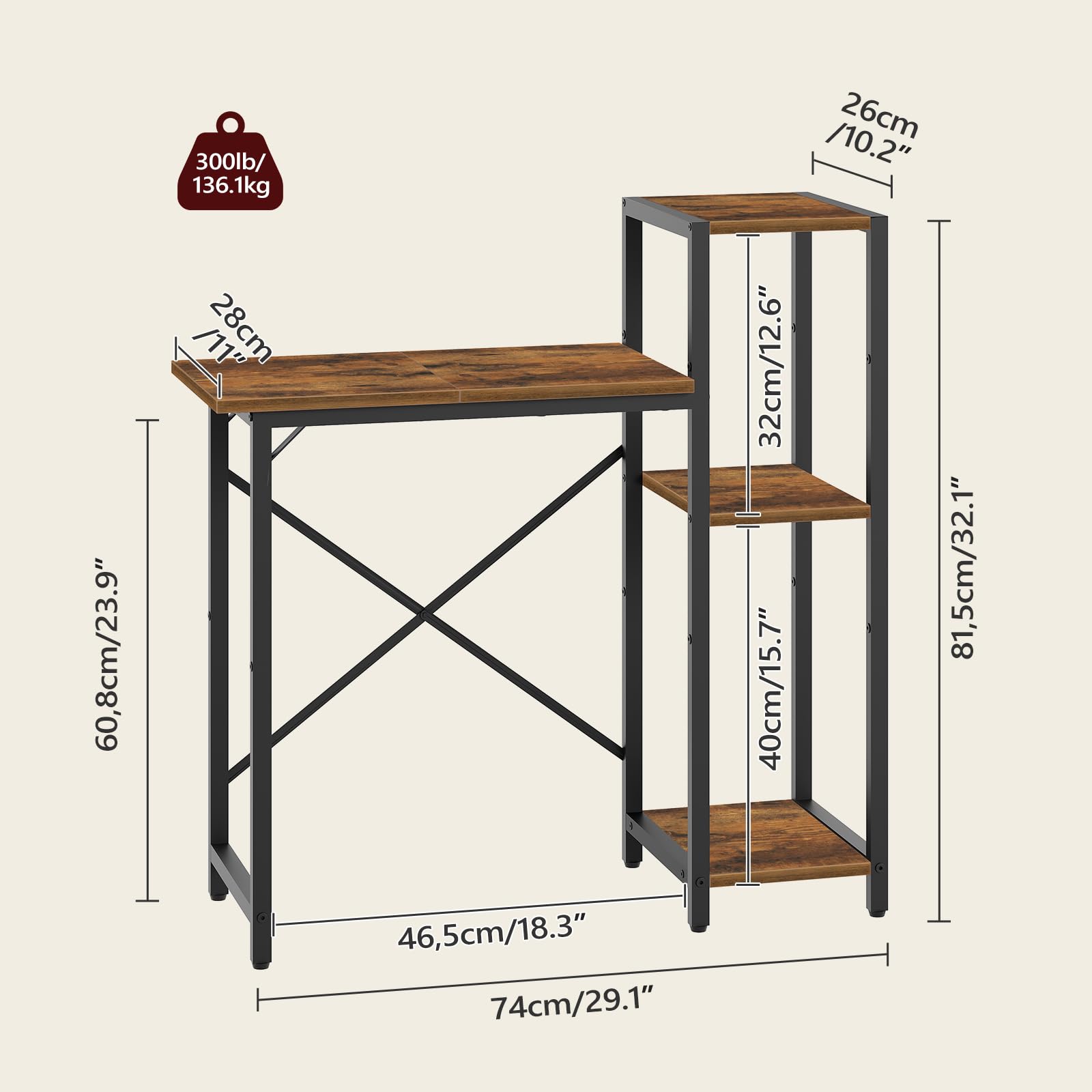 MAHANCRIS stand rear X-support enhances overall stability.
