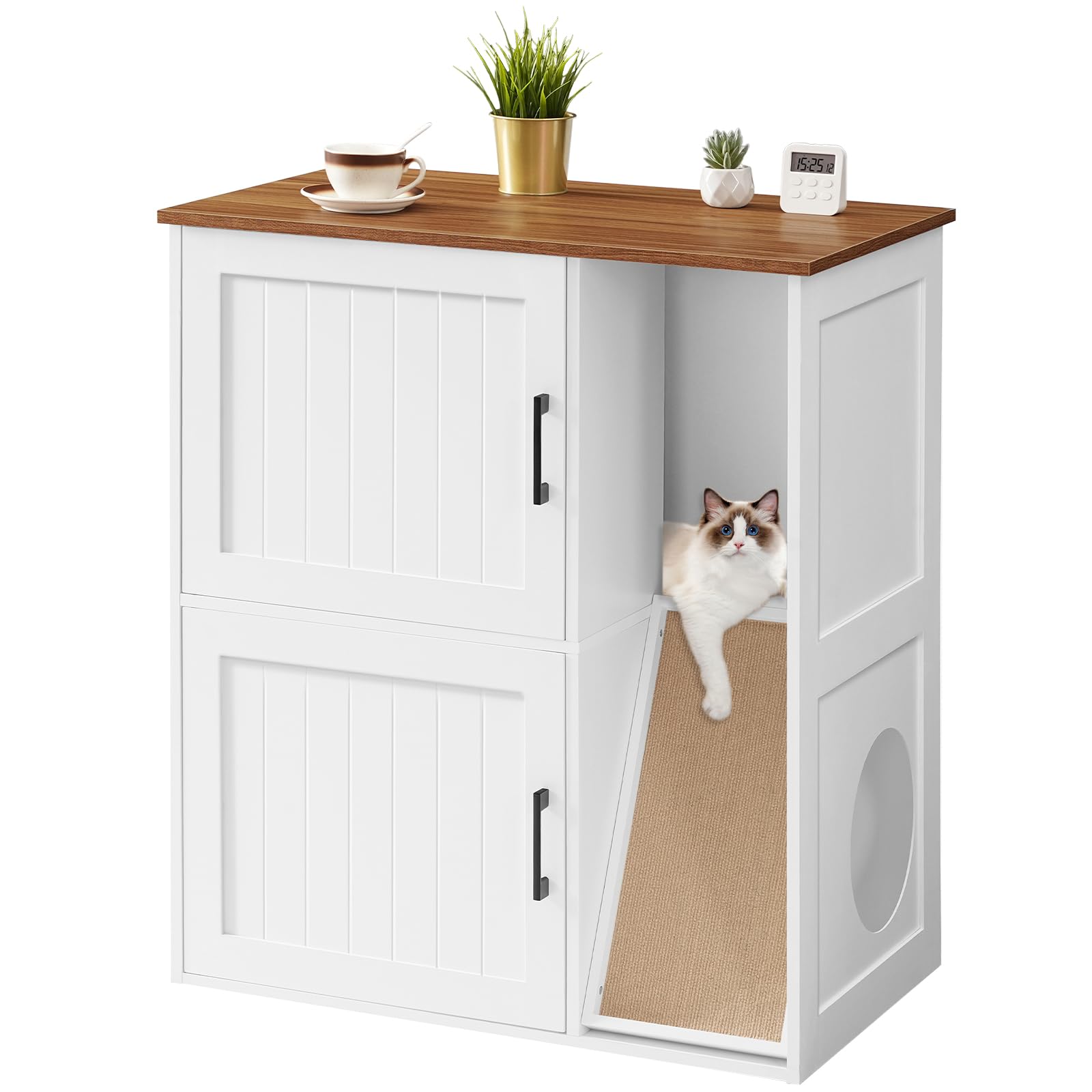 MAHANCRIS spacious 2-tier space fits two litter stations