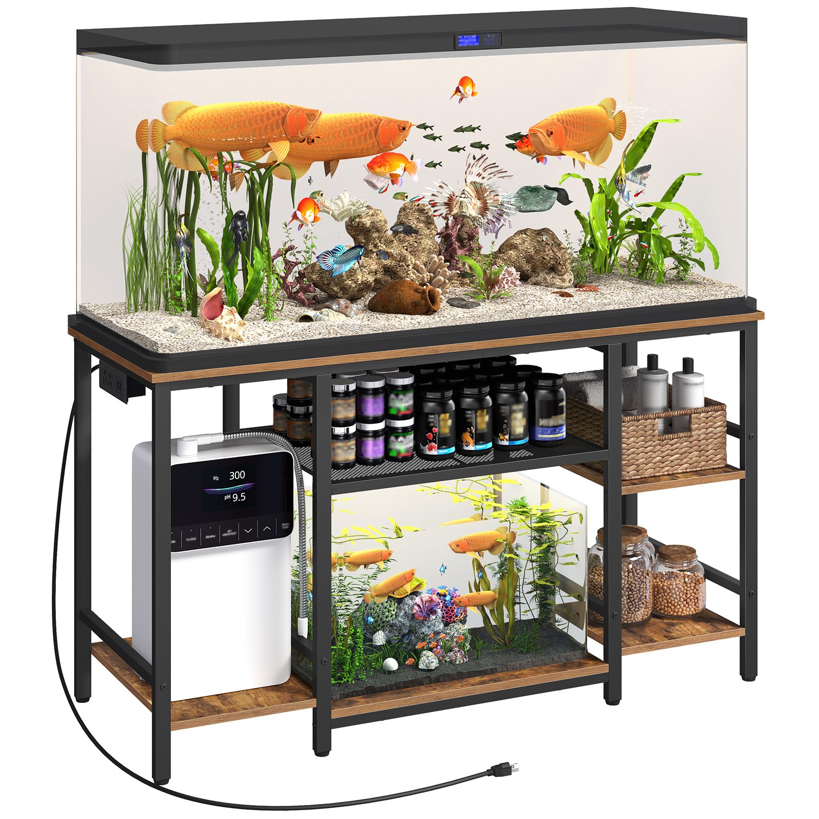 MAHANCRIS stand dimensions show spacious top surface for tanks