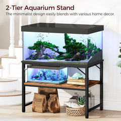 MAHANCRIS two-tier stand provides organized storage for aquarium tools.