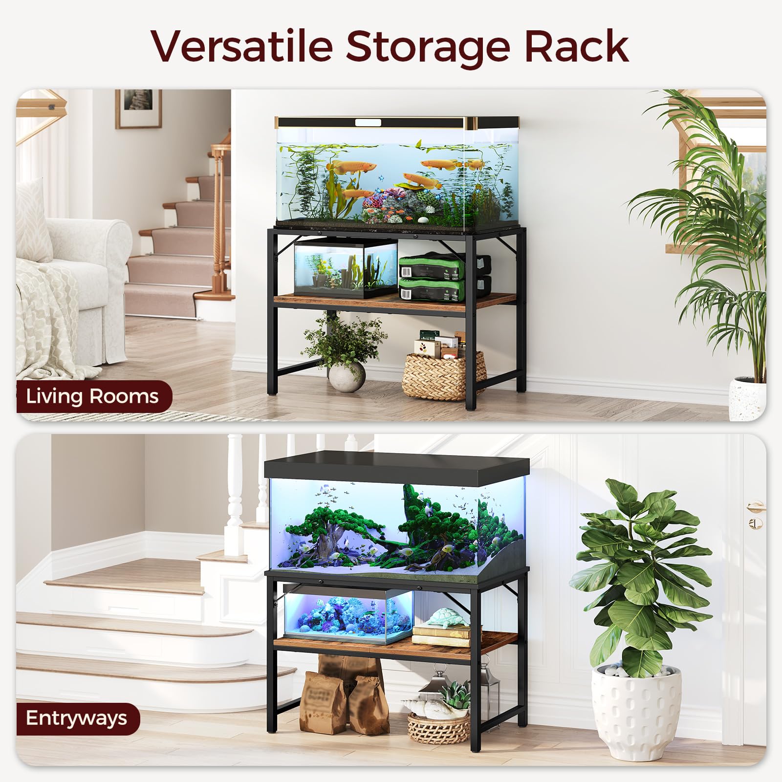 MAHANCRIS versatile stand adapts to aquariums and terrariums.